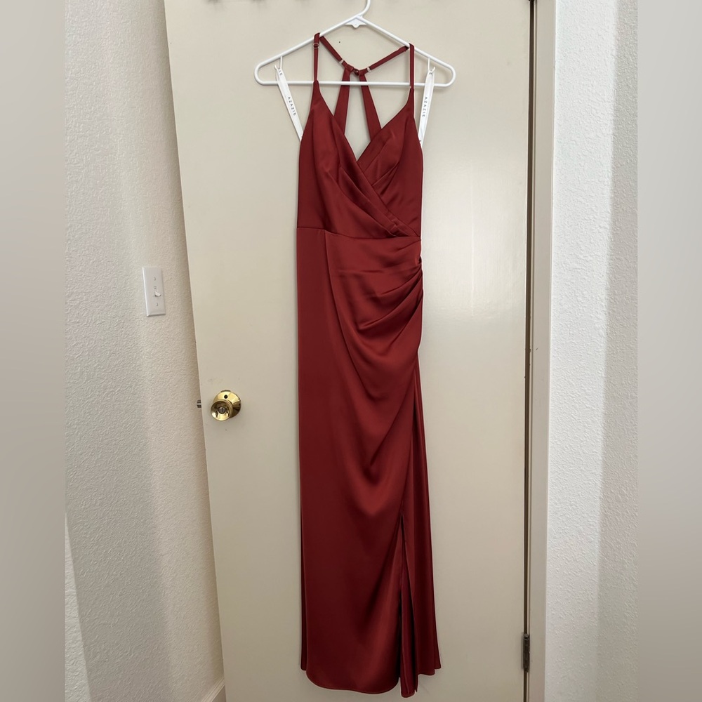 Azazie Davis Bridesmaid Dress - Size 4 // Color: Rust
